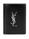 Men's Silver Monogram Fold Half Wallet Black - SAINT LAURENT - BALAAN 2