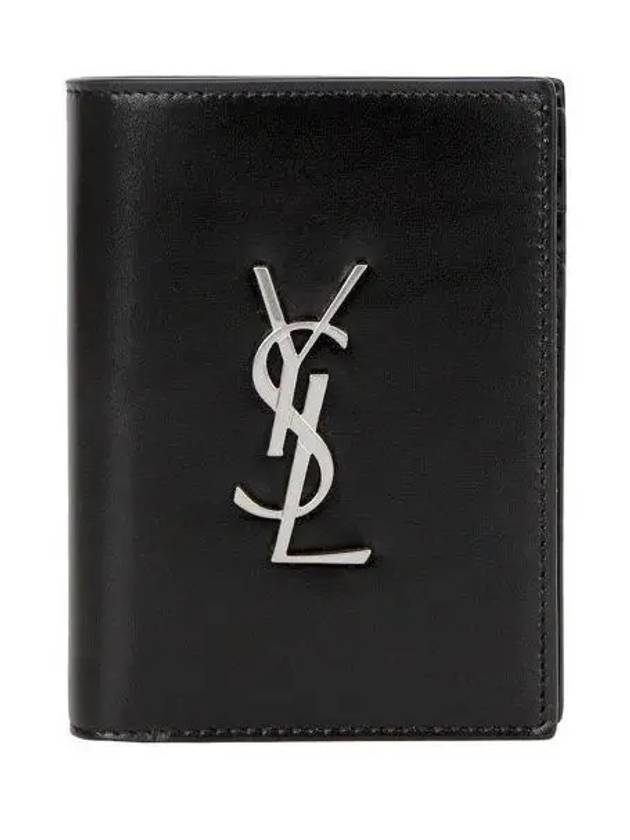 Men's Silver Monogram Fold Half Wallet Black - SAINT LAURENT - BALAAN 2