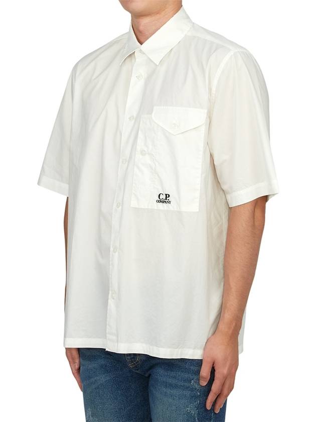 Cotton Popeline Short Sleeve Shirt White - CP COMPANY - BALAAN 3