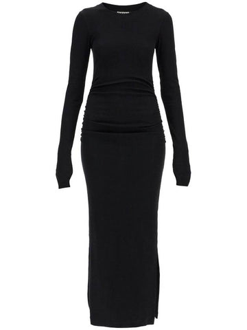 long ribbed jersey dress with nine words - GANNI - BALAAN 1