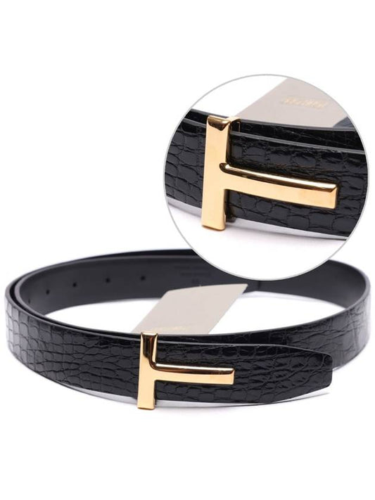 Men's T Logo Crocodile Belt - TOM FORD - BALAAN 1