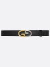 Men's Two Tone Metal Buckle Leather Belt Black - GUCCI - BALAAN 2