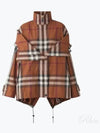 Check Off Shoulder Hooded Jacket Brown - BURBERRY - BALAAN 2