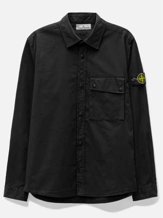 Men's Wappen Patch Long Sleeve Shirt Black - STONE ISLAND - BALAAN 2