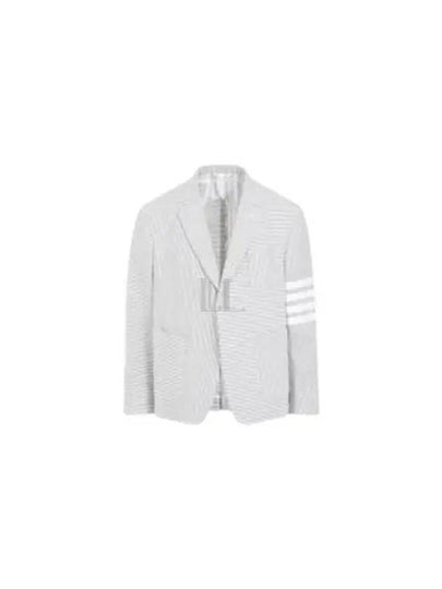 Striped Single Breasted Blazer Jacket Grey - THOM BROWNE - BALAAN 2