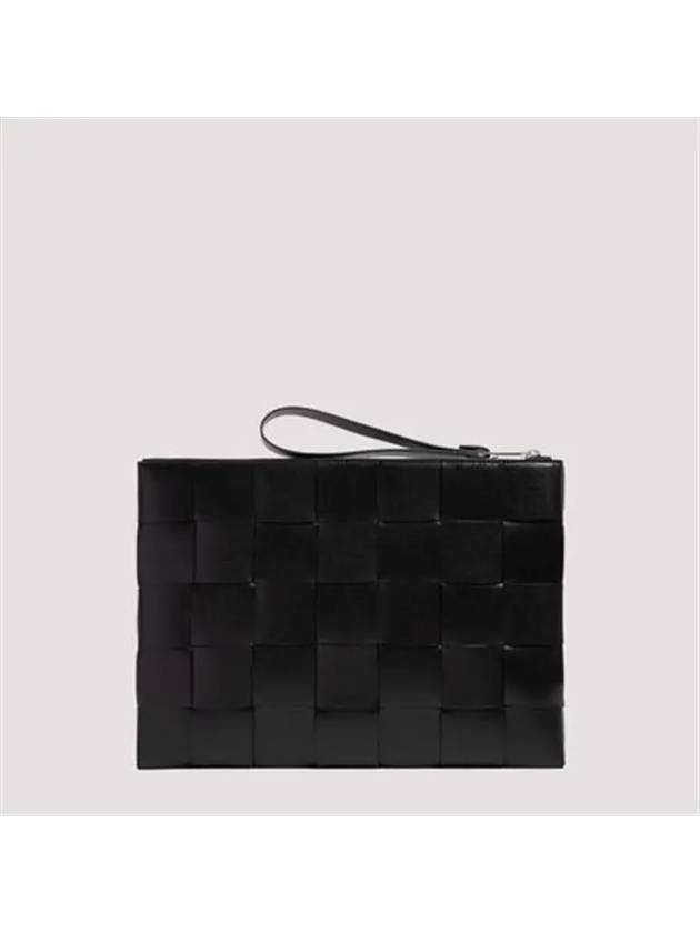 Intrecciato Weaving Strap Clutch Bag Black - BOTTEGA VENETA - BALAAN 3