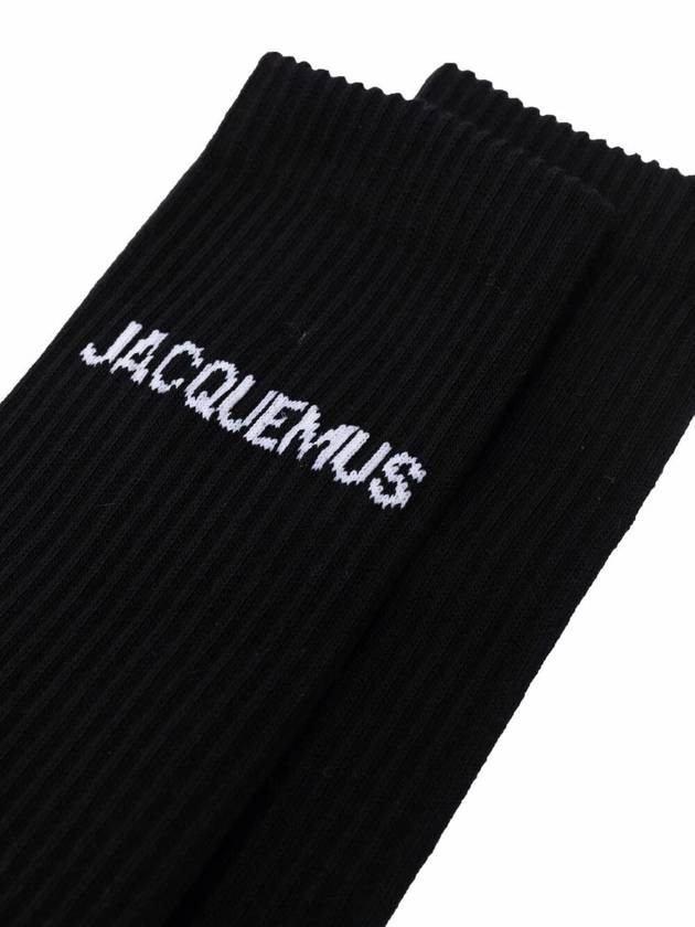 Les Chaussettes Ribbed Crew Socks Black - JACQUEMUS - BALAAN 3