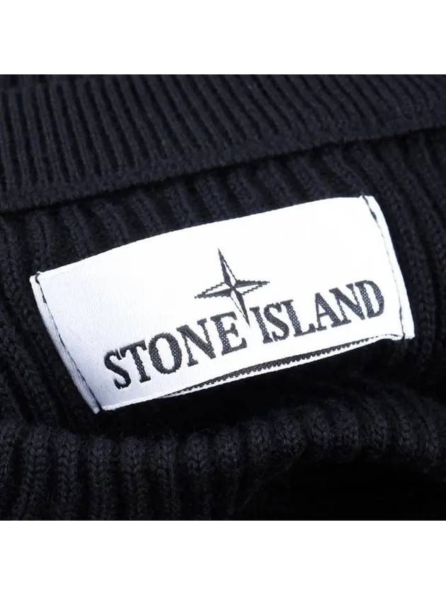 Wappen Patch Crew Neck Ribbed Wool Knit Top Black - STONE ISLAND - BALAAN 7