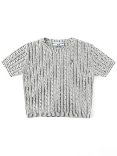 LOGO CABLE KNIT TOP GRAY knit top - GOCORI - BALAAN 1