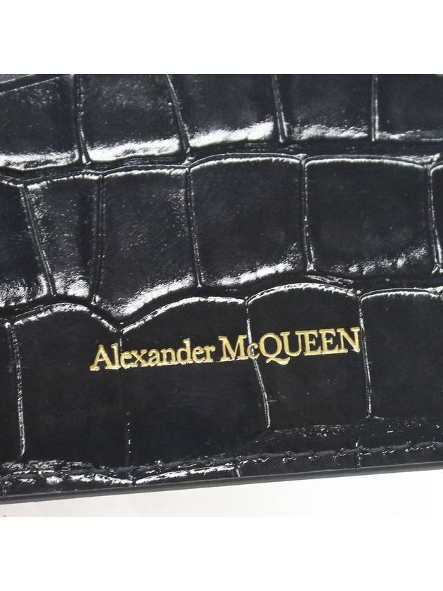 Skull Crocodile Leather Card Wallet Black - ALEXANDER MCQUEEN - BALAAN 3