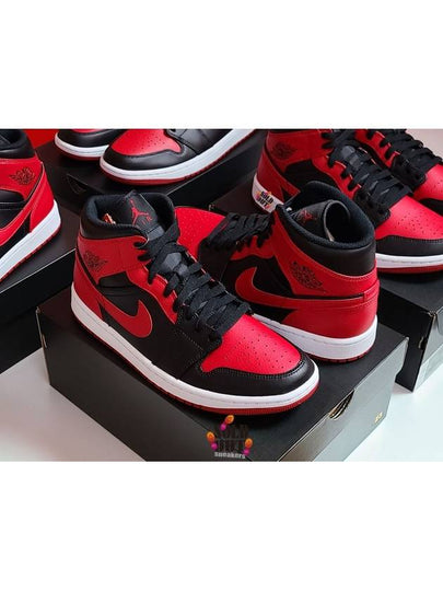 Jordan 1 Mid Chicago High Top Sneakers Red Black - NIKE - BALAAN 2