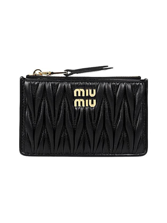 Matelasse Leather Envelope Card Wallet Black - MIU MIU - BALAAN 2