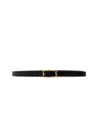 Logo Leather Belt Black - SAINT LAURENT - BALAAN 1