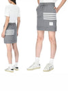 Double Face 4 Bar Knit Mini A Line Skirt Grey - THOM BROWNE - BALAAN 2