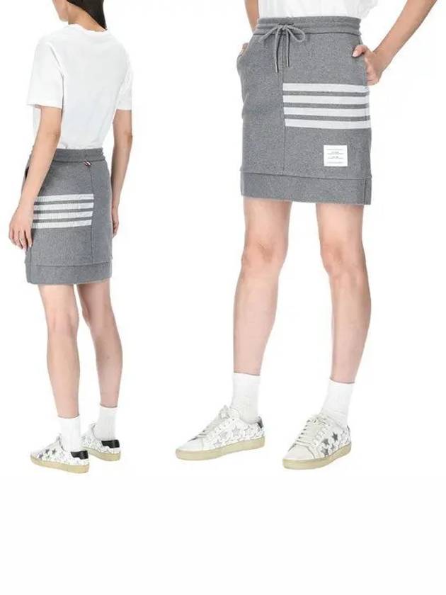 Double Face 4 Bar Knit Mini A Line Skirt Grey - THOM BROWNE - BALAAN 2