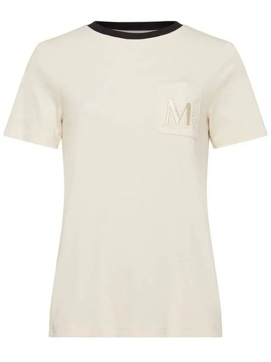 23FW LECITO logo embroidery pocket tshirt light beige 2399760139 011 - MAX MARA - BALAAN 1