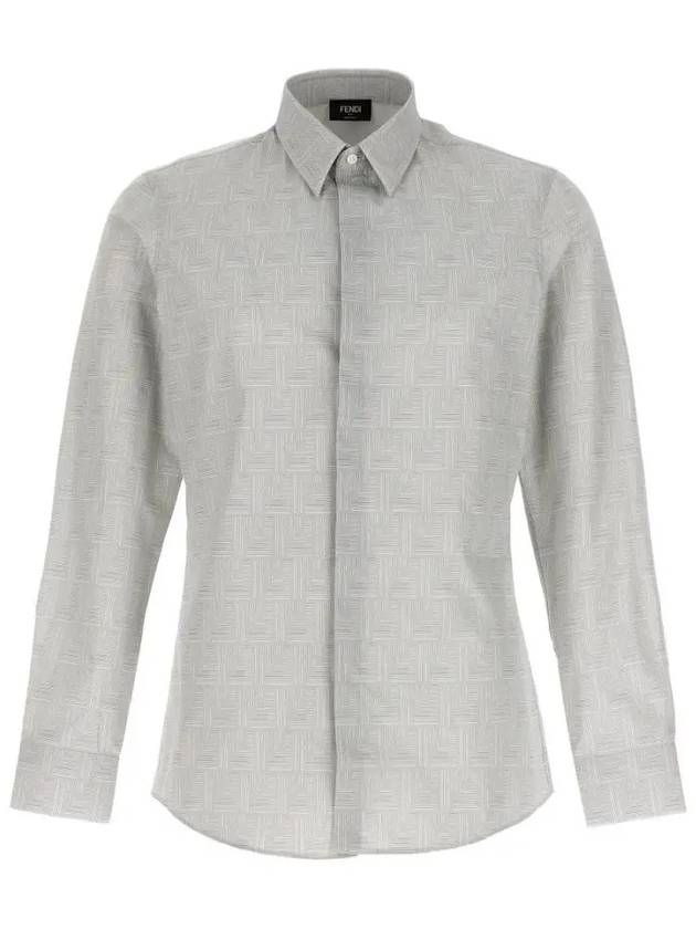 Shadow Cotton Long Sleeve Shirt Grey - FENDI - BALAAN 2