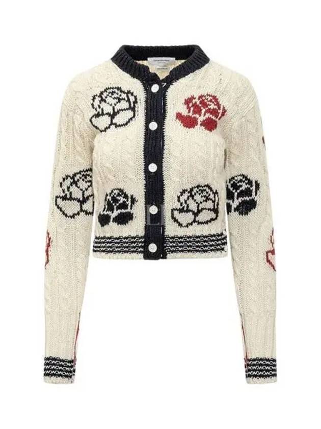 Rose intarsia cable knit cardigan FKC603BY1506 - THOM BROWNE - BALAAN 2