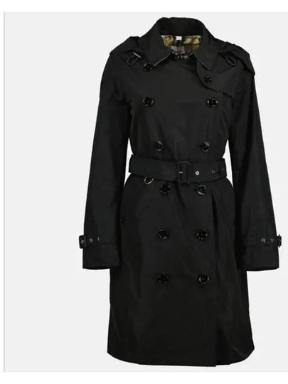 Detachable Hood Teffeta Kensington Trench Coat Black - BURBERRY - BALAAN 2