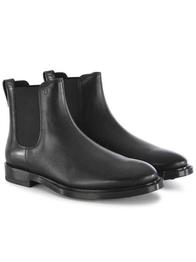 Round Toe Leather Chelsea Boots Black - TOD'S - BALAAN 3