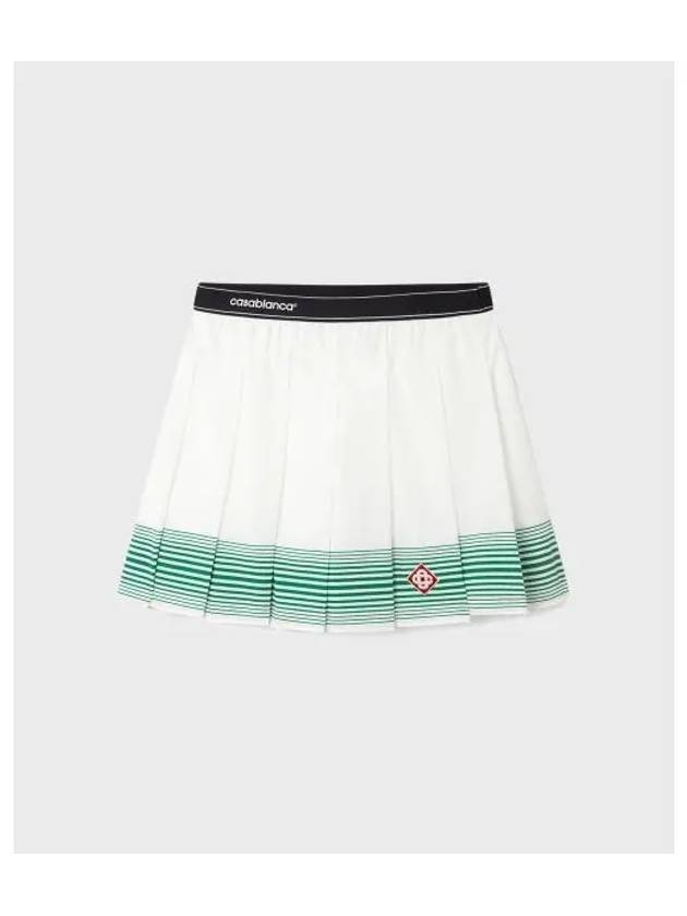 Women s Striped Pleated Skirt White Evergreen WOMENS STRIPE whiteEVERGREEN - CASABLANCA - BALAAN 1