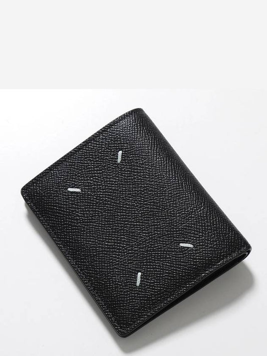 Stitch Logo Compact Bifold Half Wallet Black - MAISON MARGIELA - BALAAN 2