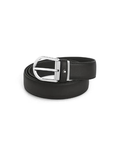 Horseshoe Buckle Classic Leather Belt Grey - MONTBLANC - BALAAN 2