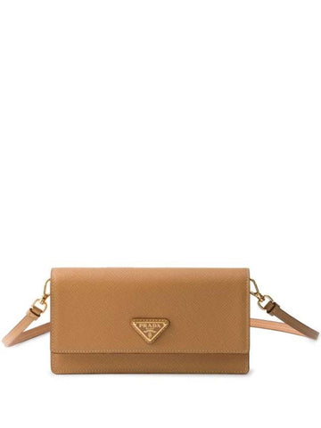 Triangle Logo Leather Mini Bag Natural - PRADA - BALAAN 1