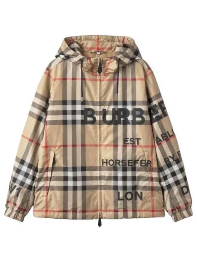 Men's Horseferry Print Check Hoodie Zip-up Beige - BURBERRY - BALAAN 2