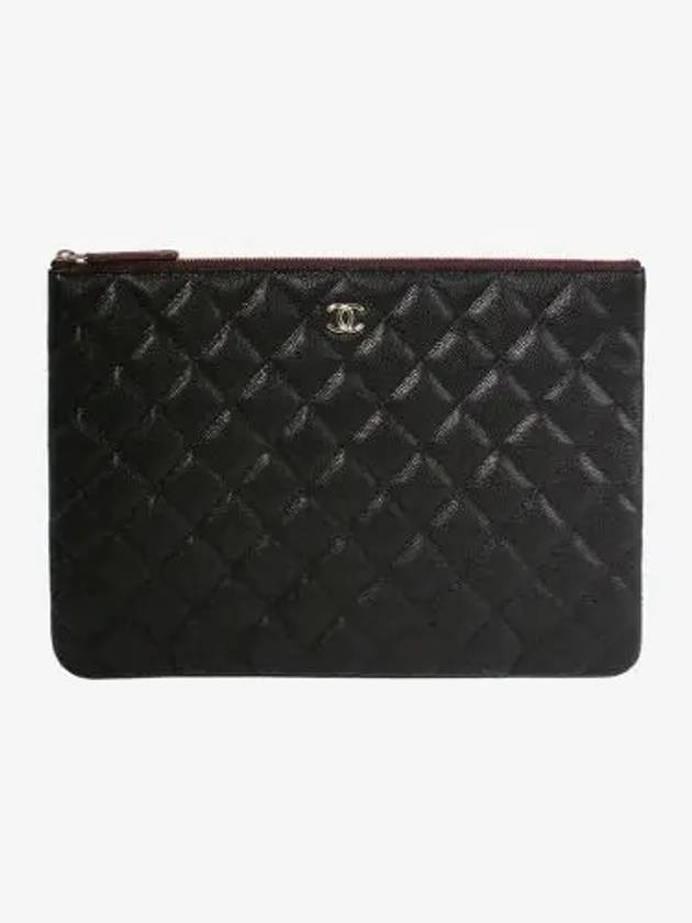 Medium Classic Clutch Bag Caviar Leather & Gold Black - CHANEL - BALAAN 3