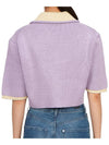 Le Maille Arco Contrasted Cropped Knit Polo Shirt Purple - JACQUEMUS - BALAAN 5