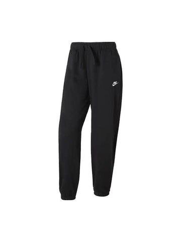 Club Fleece Mid-Rise Oversized Track Pants Black - NIKE - BALAAN 1