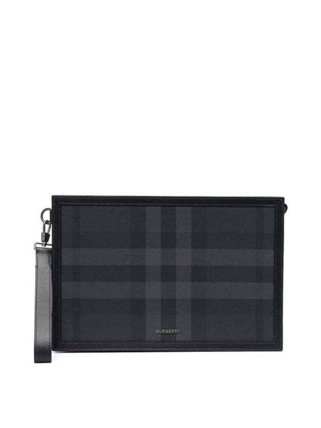 Check Small Logo Clutch Bag Black - BURBERRY - BALAAN 2