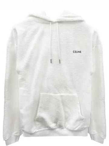 Logo embroidered cotton terry loose fit hooded off white men s T shirt 271642 - CELINE - BALAAN 1