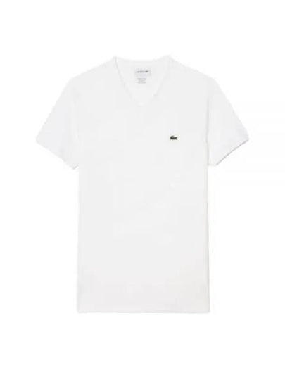 Men's Logo V-Neck Short Sleeve T-shirt White - LACOSTE - BALAAN 2