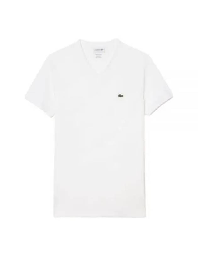 Men's Logo V-Neck Short Sleeve T-shirt White - LACOSTE - BALAAN 2