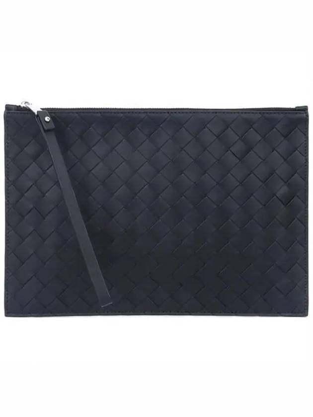 Intrecciato Strap Large Clutch Bag Black - BOTTEGA VENETA - BALAAN 2