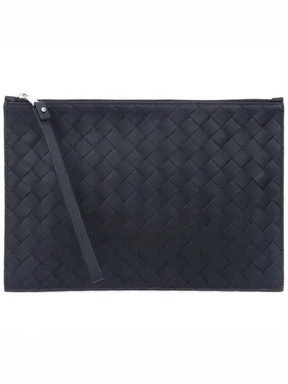 Intrecciato Strap Large Clutch Bag Black - BOTTEGA VENETA - BALAAN 2