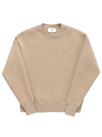 De Coeur Embossed Logo Crewneck Sweatshirt Marron Tan - AMI - BALAAN 2