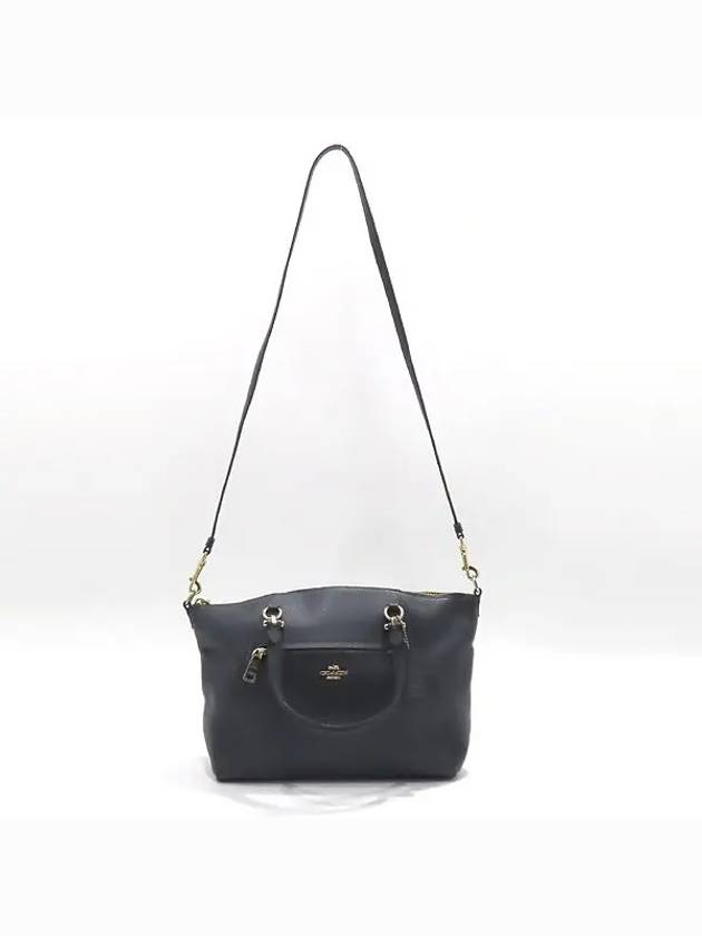 58874 Navy leather satchel tote bag shoulder strap 2WAY - COACH - BALAAN 3