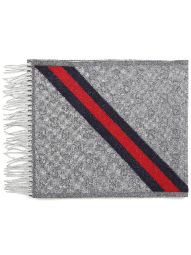 Alpaca Wool Muffler Gray - GUCCI - BALAAN 3