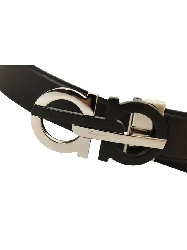 Men's Double Gancini Reversible Leather Belt Black Brown - SALVATORE FERRAGAMO - BALAAN 4