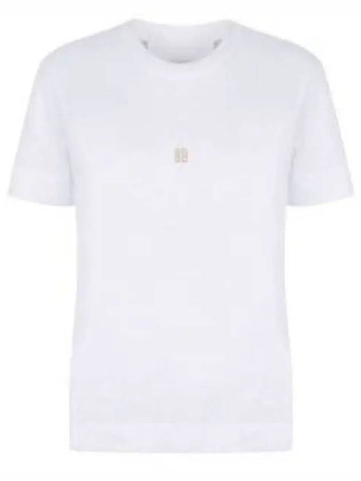 Embroidered Logo Cotton Short Sleeve T-Shirt White - GIVENCHY - BALAAN 2