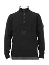 Wappen Patch Half Button Lambswool Knit Top Black - STONE ISLAND - BALAAN 2