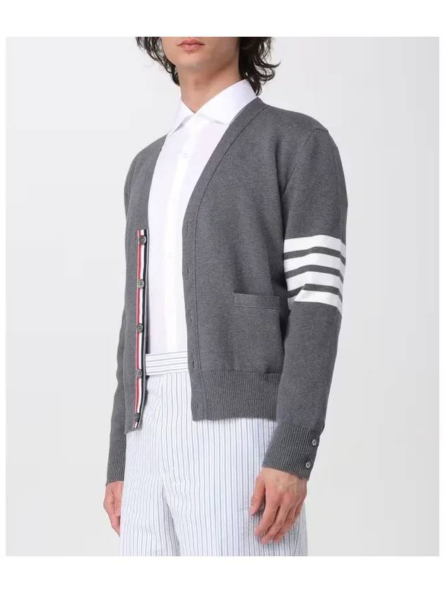 Milano Stitch 4-Bar Cardigan Medium Grey - THOM BROWNE - BALAAN 4