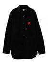 Men's Red Heart Logo Print Long Sleeve Shirt Black - COMME DES GARCONS - BALAAN 2