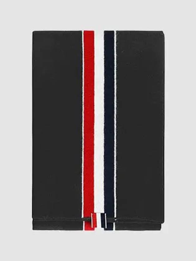 Men's Three Stripes Merino Wool Muffler Black - THOM BROWNE - BALAAN 2