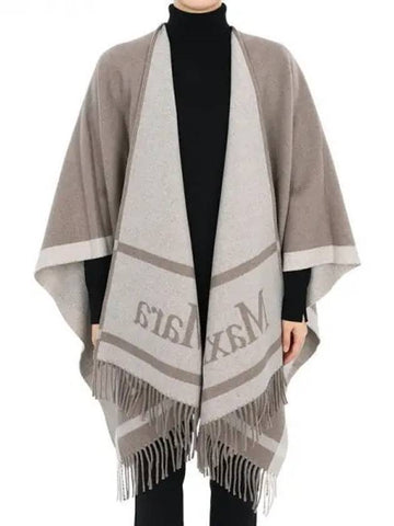 Women s Fringe Detail Cape Shawl Jacket Jean Beige 2414731051600 200 002 1054479 - MAX MARA - BALAAN 1