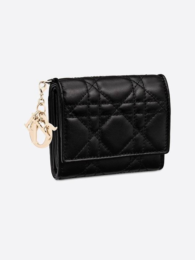 Lady Lotus Cannage Lambskin Half Wallet Black - DIOR - BALAAN 3