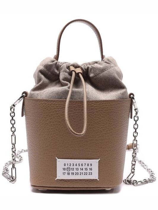 5AC Number Logo Texture Leather Bucket Bag Brown - MAISON MARGIELA - BALAAN 2